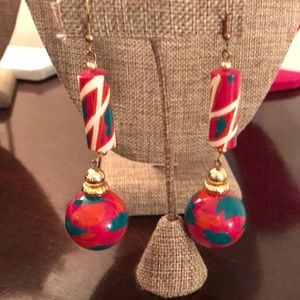 3 for $15 Boho dangle earrings with splashes of pink, blue and white